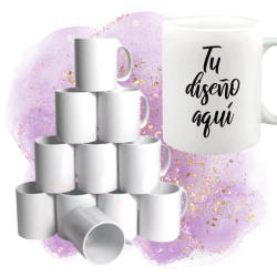 Taza de cerámica blanca personalizable brillante