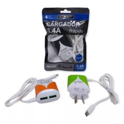 Cargador para celular con cable micro USB + 2 Puertos USB